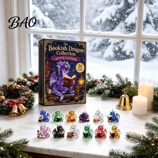 Christmas Tree Hanging Ornaments Dragon Advent Calendar 2026, 2D Flat Acrylic Ornaments, Unique Gifts 24 Days Countdown Gift Box for Kids, Fantasy