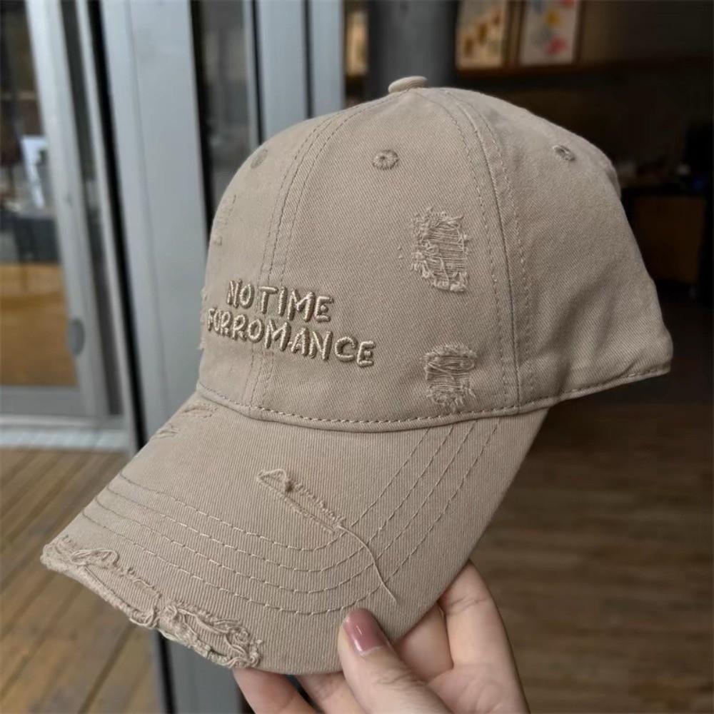 Korean Letter Baseball Hat Alphabet Embroidery Holes Peaked Cap Casual Snapback Cap  Men Women