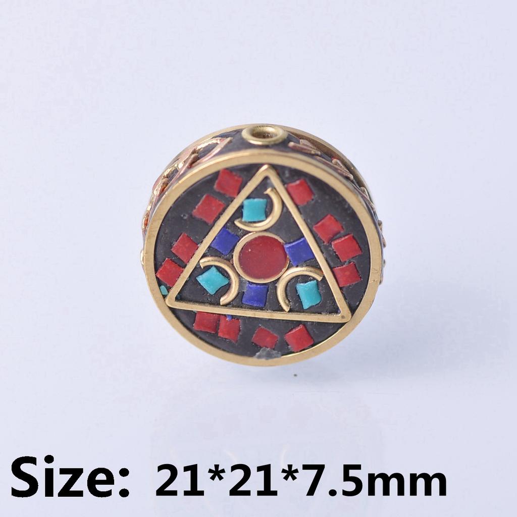 Handmade Nepalese Buddhist Tibetan Brass Metal & Clay Loose Craft Beads for Necklace Jewelry Making DIY
