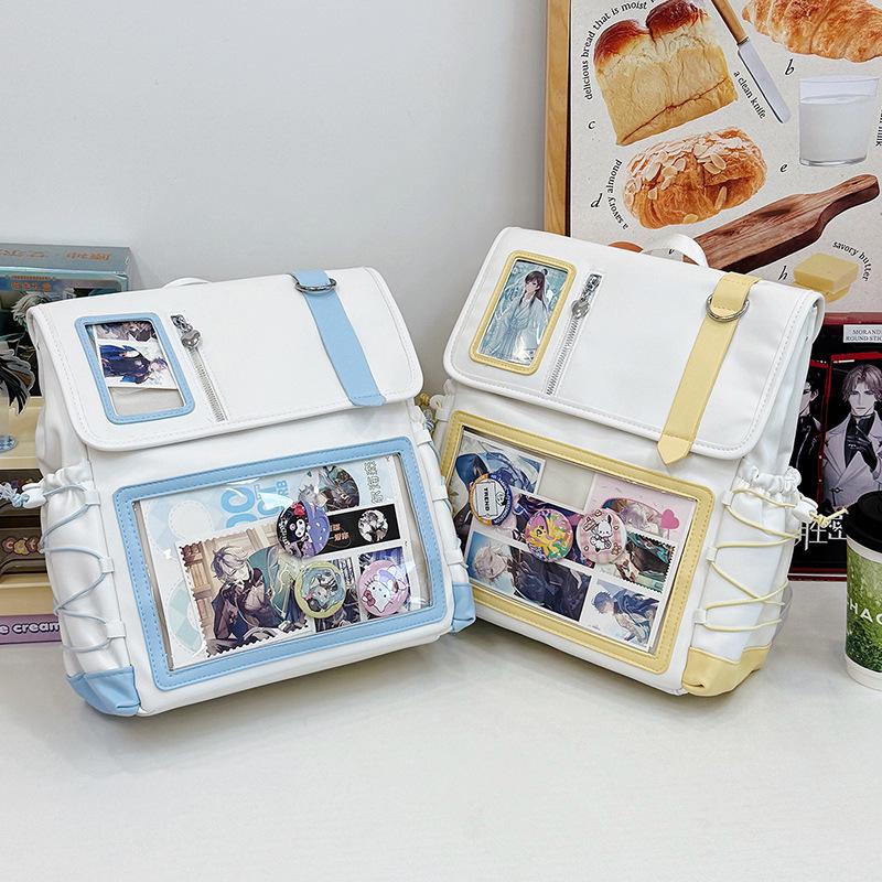 Schoolbag Japanese new ins schoolbag transparent pain bag student two-dimensional bar large-capacity backpack fashionable backpack female