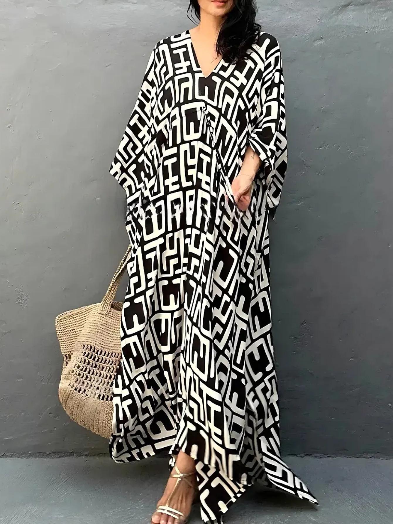 

Cotton Drawstring Holiday Beach Dress Women s Sunscreen Loose Large Size Long Dress Bikini Overcoat one size
