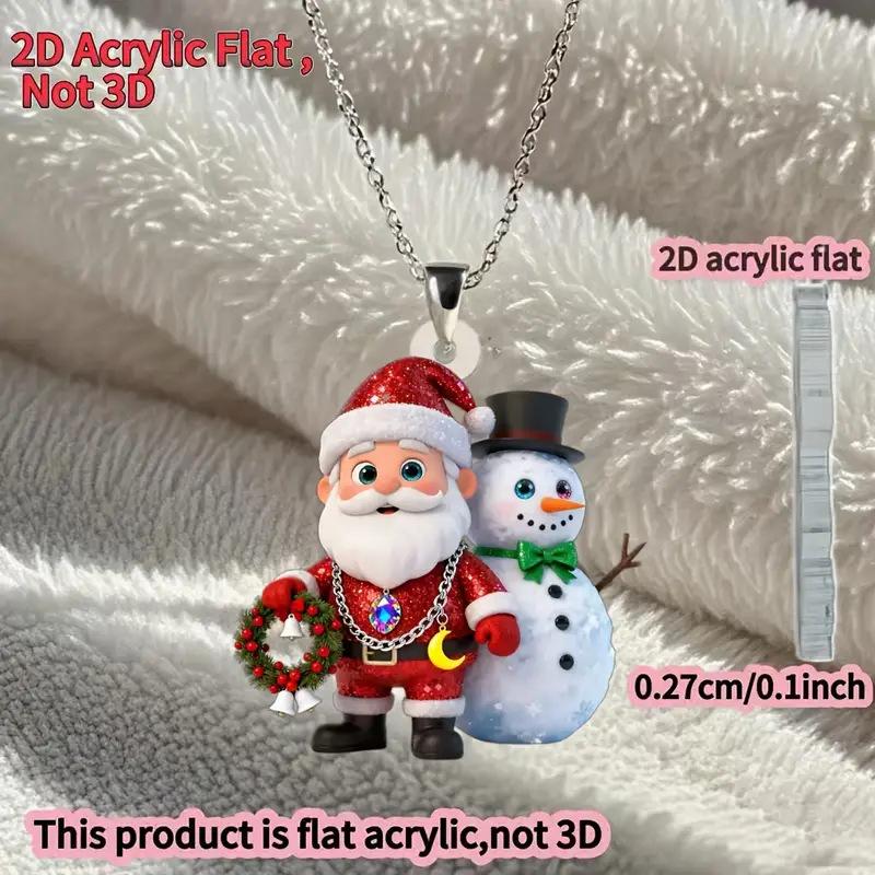 Cross-border new Santa Claus earrings, flat acrylic Christmas decorations, creative versatile cute snowman necklace