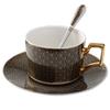 European Style Light Luxury Ceramic Mug with Dish Coffee Tea Water Cup Gold Edged Afternoon Tea Cup Set Household Drinkware