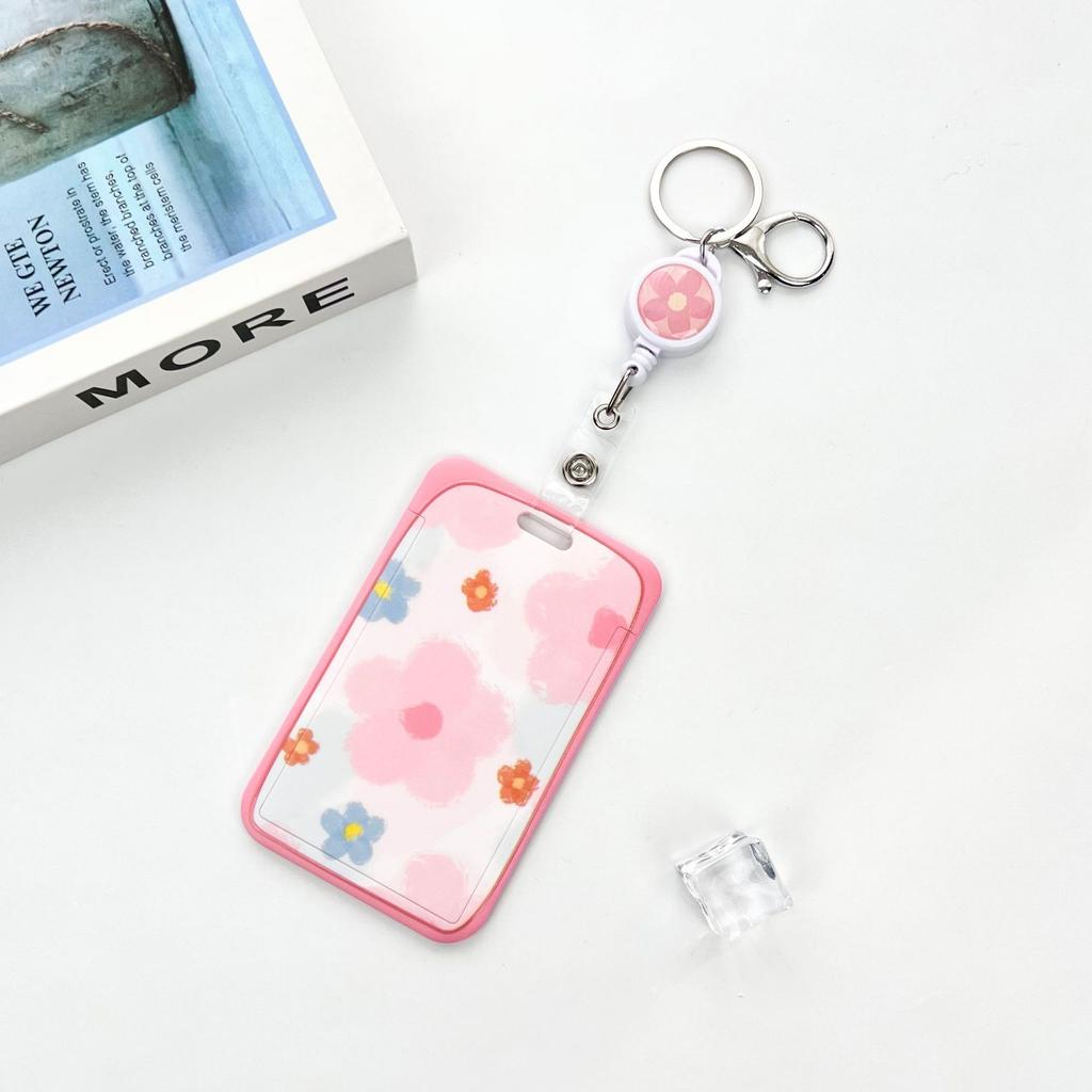 Ins Student Id Card Holder with Lanyard Slide Cover Transparent ABS School Card Cover Game Cards IC Card Protective Cover