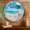2D Flat, 1pc Round Aluminum Summer Beach Sign, Seashell & Flip Flop Metal Plaque, Ocean Wave & Starfish Coastal Design, Perfect for Beach House