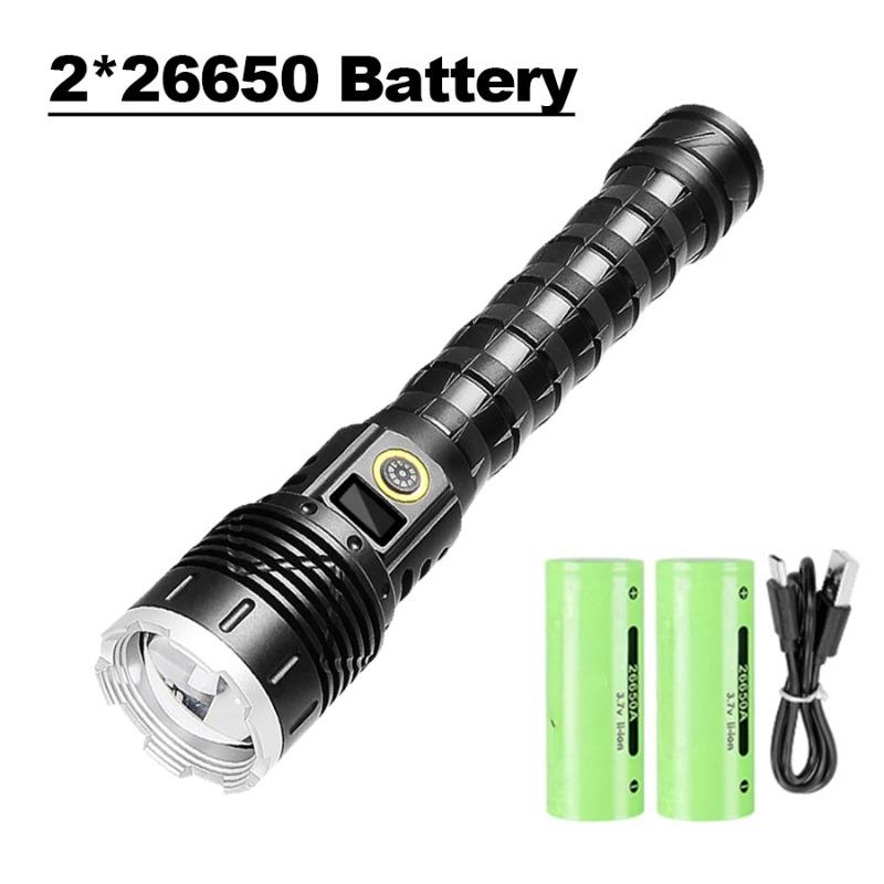 Super High Power LED Flashlight Ultra Power Outdoor Rechargeable Hand Torch 5 Mode Type-C Charging  Lighting 2000m