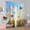 2Pcs,2D Plane Printing Curtains Fluttering Bliss Durable 100% Polyester Fabric (Without Rod) Home Decor Perfect For Bedroom,