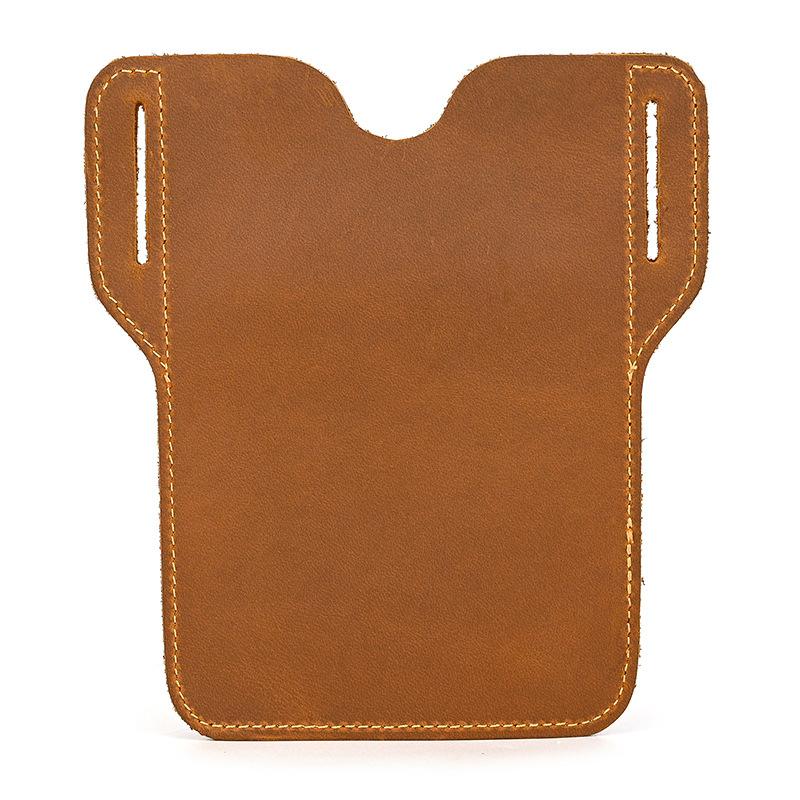 Fanny Pack Men'S Mobile Phone Fanny Pack Genuine Leather Men'S Bag Wear Belt Outdoor Sports Crazy Horse Leather Mobile Phone Fanny Pack