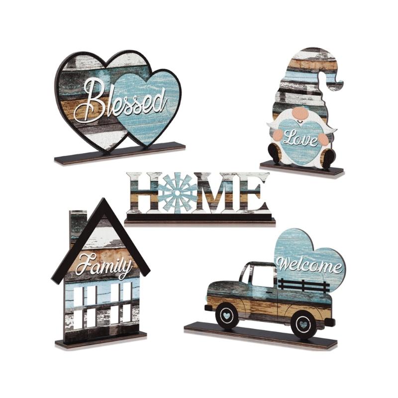 

Natural Wooden Welcome Table Sign With Family Blessing Engraving Letter Farmhouses Tabletop Decors For Home Office Shelf 1