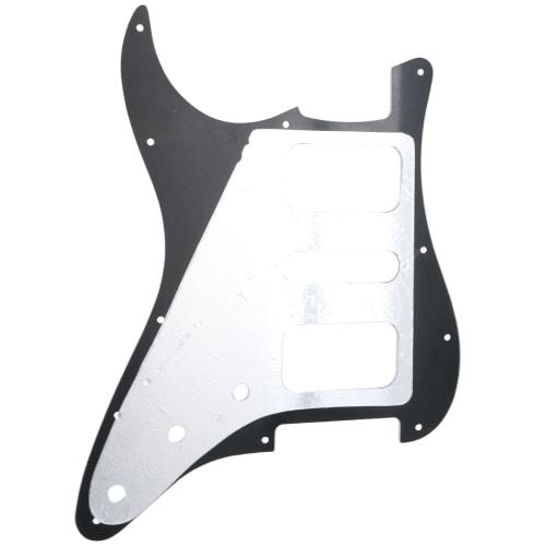 Musiclily Pro 11-Hole Round Corner HSH Stratocaster Pickguard for Fender US/Mexican Standard Stratocaster Electric Guitars, Black, 3-Piece Set