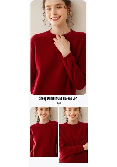 Women's Cashmere Round Neck Sweater - Solid Color Pullover for Autumn/Winter