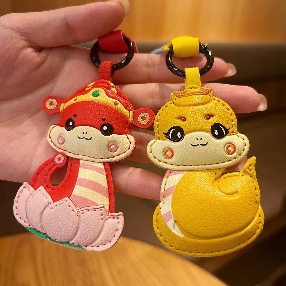 

Creative New Year Keychain Leather Spring Festival Pendant Snake Dolls Backpack Decor Women Style D