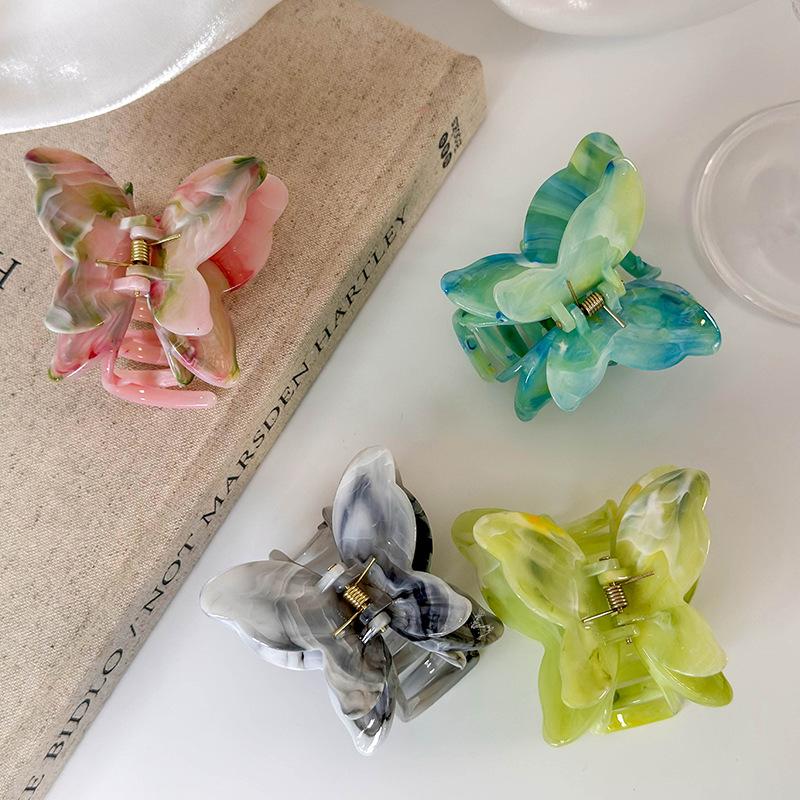 Retro Colorful Sweet Butterfly Hair Claws for Women Girls Temperament Hair Clip Styling Tools Hairpin Acetate Barrette Headdress