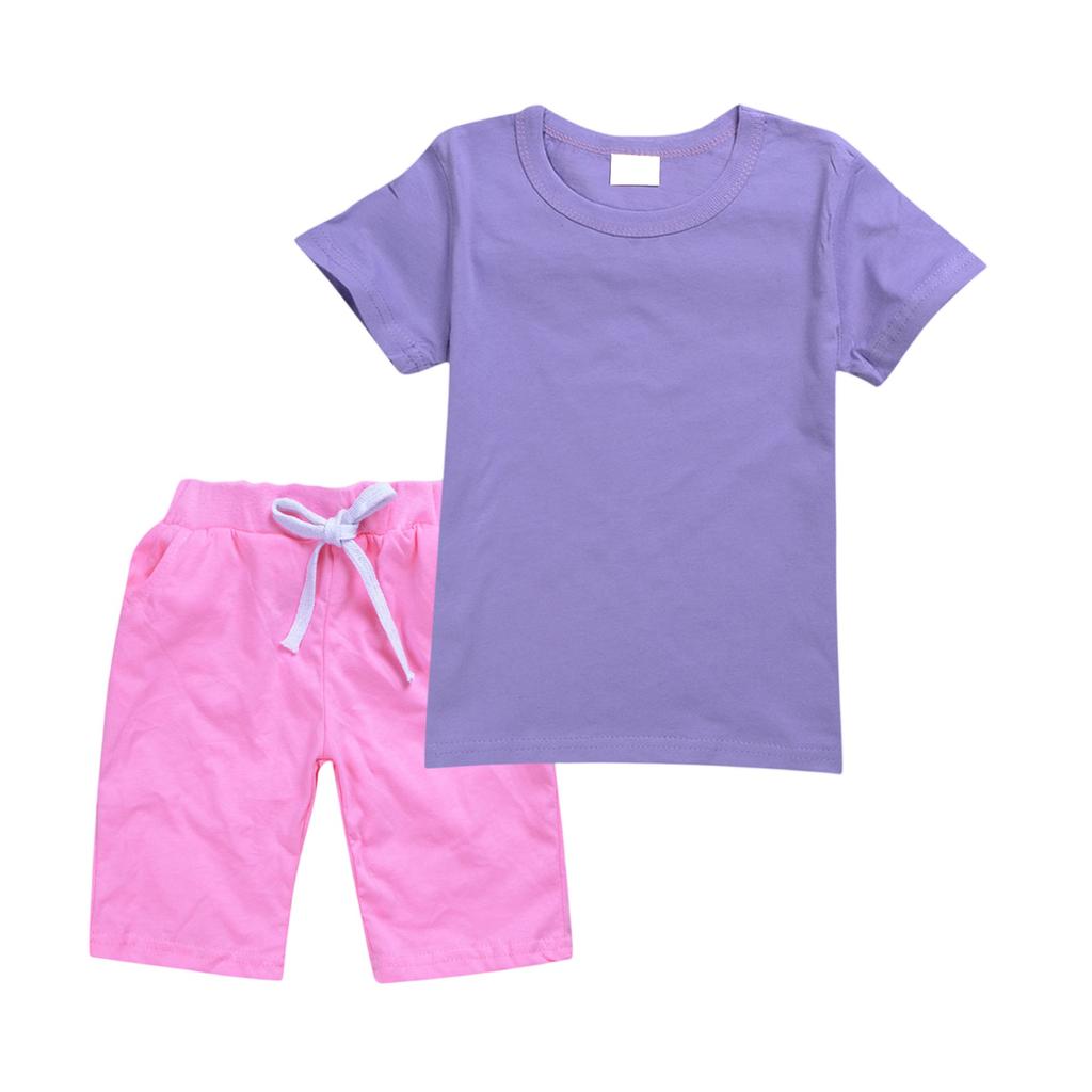 Girls' 2,Piece Set , Color Tee & Shorts Outfit
