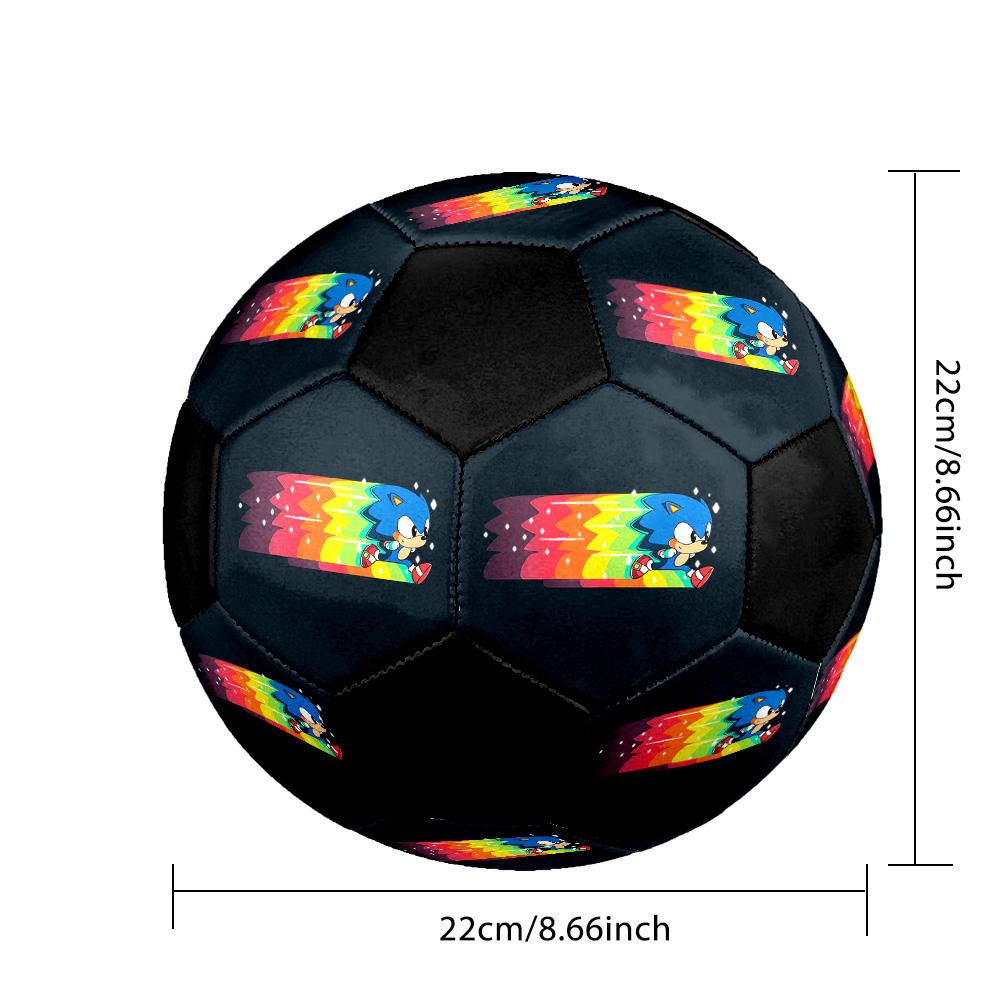 Sonic Rainbow Soccer Ball Colorful All Ages Machine Stitched PVC Competition Ready Durable High-Bounce.SIZE5