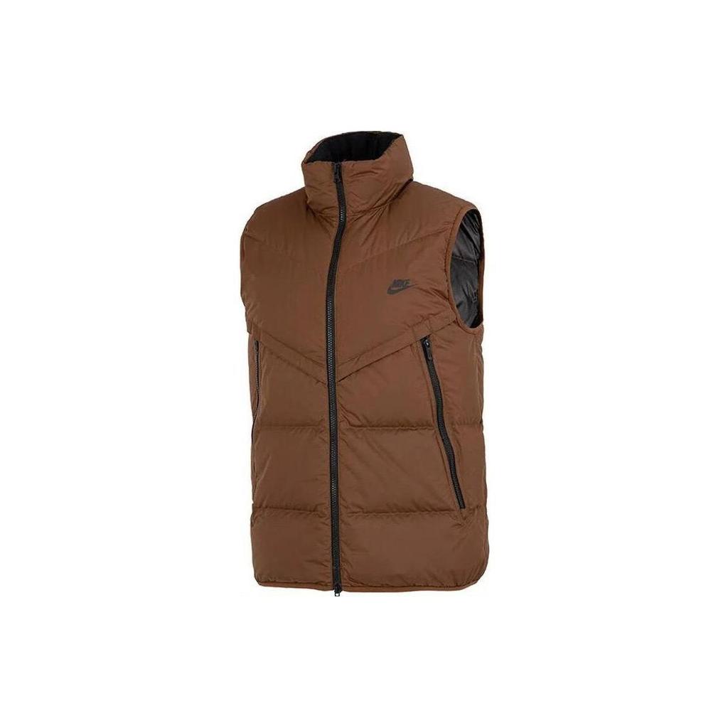 Nike Solid Color Sports Casual Stand Collar Down Vest With Zipper Men Vest Brown DV1136-259