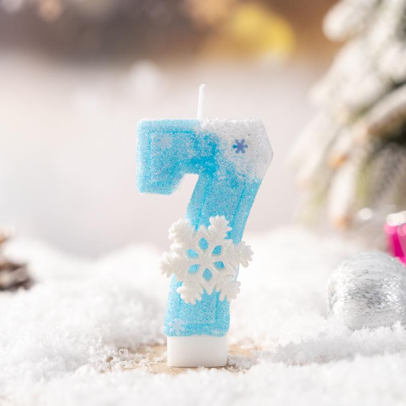 Snowflake Number Birthday Candles for Cake Party Decoration - Handmade for First Birthday