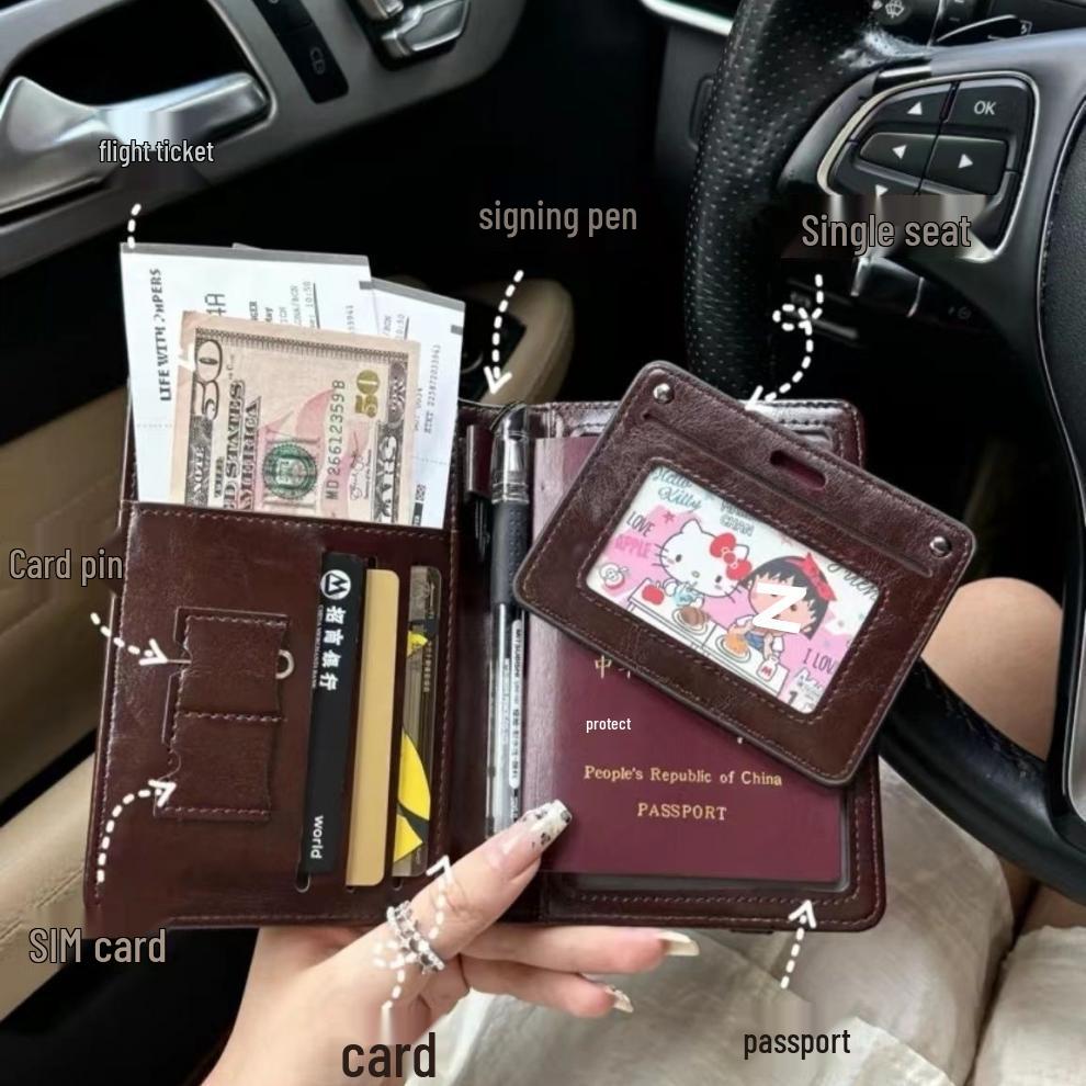 Women's High-End Travel Passport Holder & Anti-Theft Document Bag: Multifunctional Card & Ticket Organizer