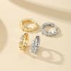 Cross-border Explosions Love Small Ear Buckle Earrings Women's Geometric Copper Gold Plated Diamond Elegant Internet Ear