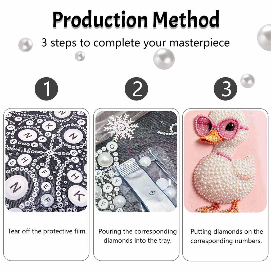Pearl painting diy sticky diamond creative duck with pink glasses diamond painting kit living room hanging painting