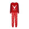 Family Matching Christmas Print Pajama Set with Long Sleeve Neck Top and Pants for Parent and Child