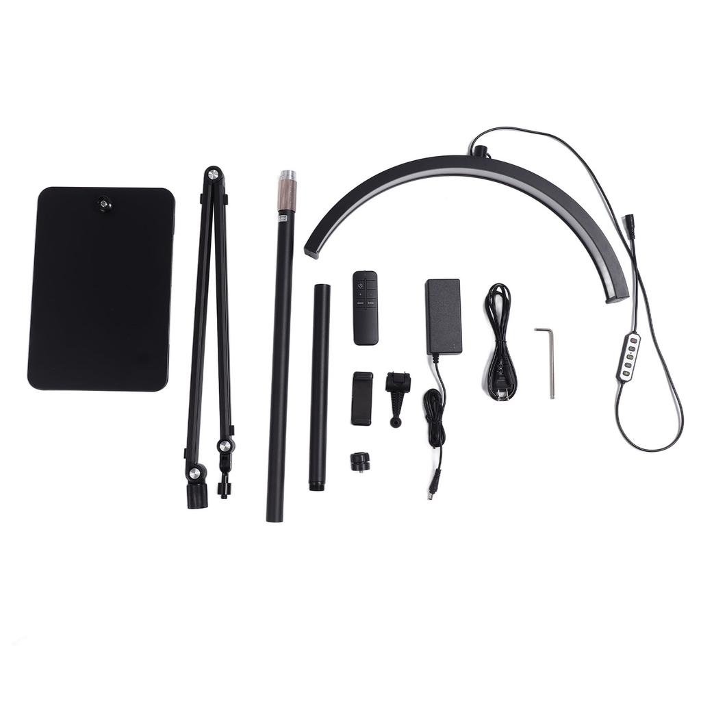 Half Moon Lamp LED Floor Beauty Light Dimmable Makeup Nail Tattoo Light Adjustable Height 3 Color