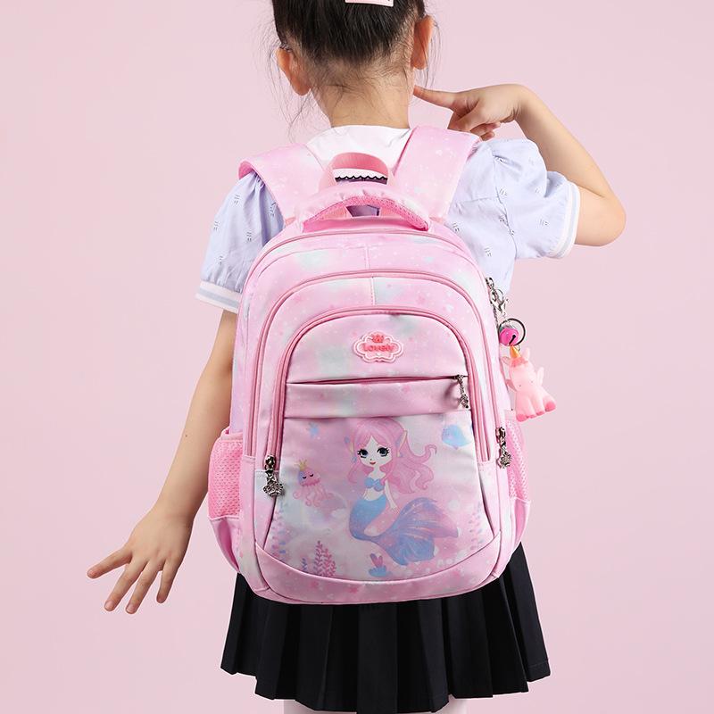 New primary school students cartoon cute schoolbag, boys and girls in grades 1-3 backpack, light burden reduction ridge backpack