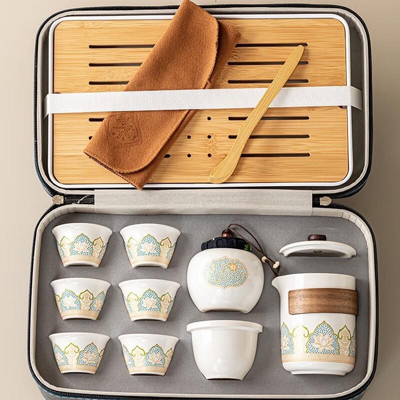 Shang Qi Matte Blue Ceramic Travel Tea Set