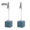 Solid Wood Memo Clip 2 Pcs Wooden Cube Base Holder with Clips Mini Table Water-based Paint Desk Accessory Number Stands for Name Cards Photos,