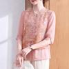 Elegant New Chinese Style Chiffon Top for Middle-Aged Women
