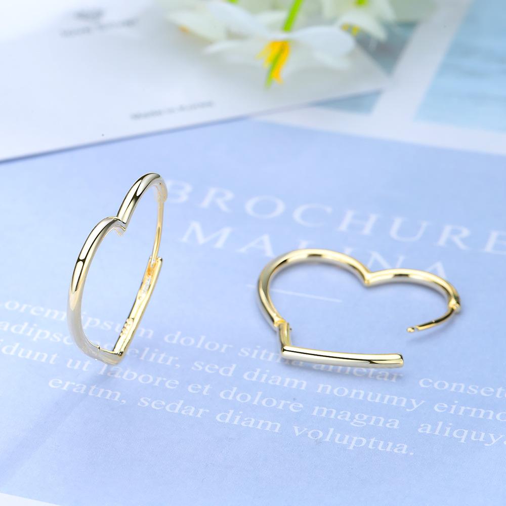 Trendy  Sterling Silver Earrings for Women Smooth Dazzling Love Heart Shaped Stud Earrings Pendientes Oorbellen  Gift
