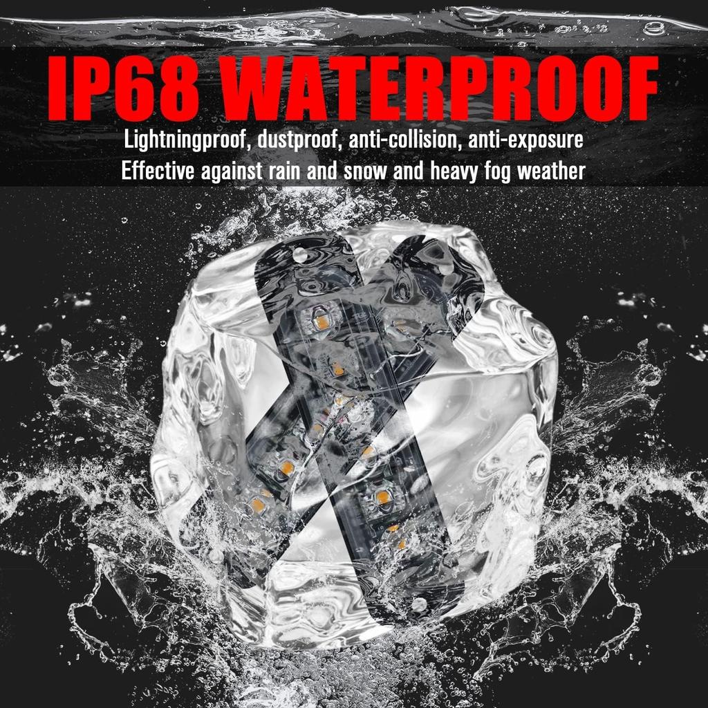 6LED Car Truck Emergency Beacon Warning Hazard Flash Strobe Light Amber/Amber 4-