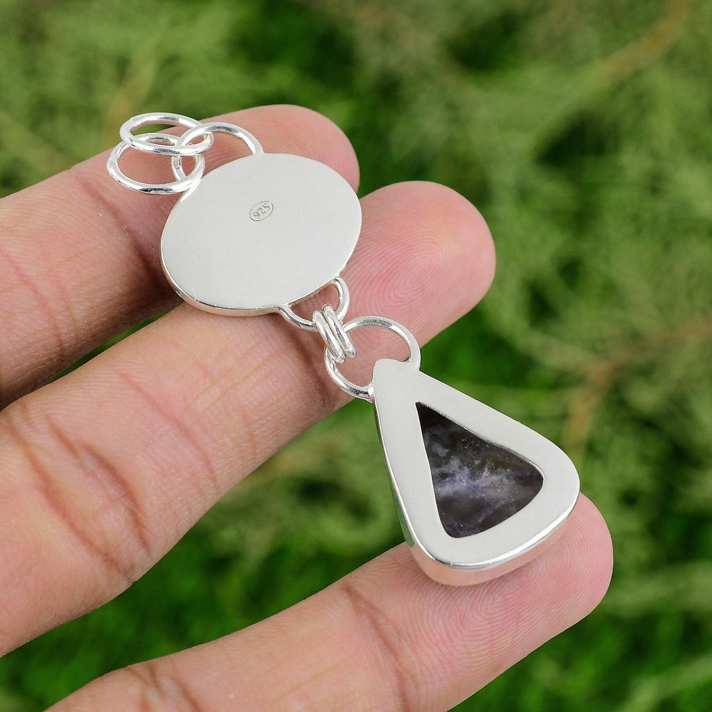 Daughters Day Deal Sterling Silver Tiffany Jasper Stone Bezel Pendant Jewelry