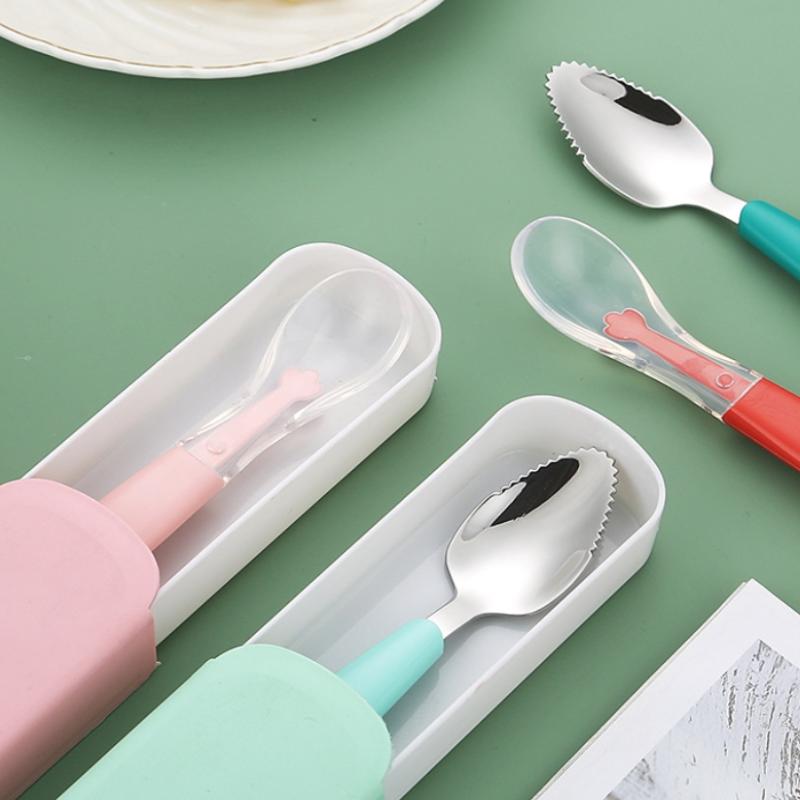 Stainless Steel Baby Feeding Spoons Silicone Heads Gentle on Gums Suitable for Everyday Use