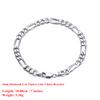 Effie Queen Italy Real 925 Silver Diamond-Cut Figaro Chain Necklace 5mm Wide 40-60cm Long Woman Man Neck Chain Jewelry Gift SC34