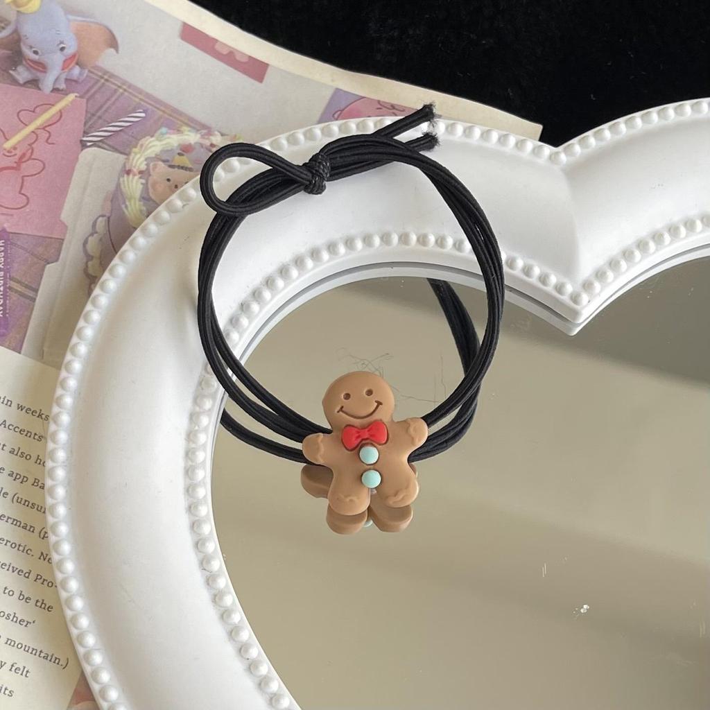 Gingerbread Man Hair Tie - Cute Christmas Cookie Ponytail Accessory