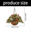 Pre-Lit Artificial Christmas Hanging Basket, Outdoor Decoration with Pine Red Berries Pinecones, Festive Hanging Planter with