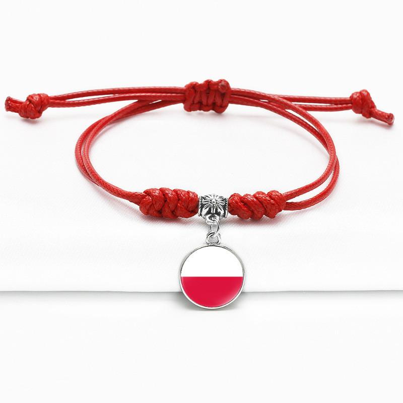 Red Bracelet Trendy With Timeless Gem European Country Flags Unisex Material Mixed