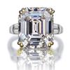 Hui Zhi Yi 2023 Anello Quadrato in Argento S925 con Diamante ad Alto Contenuto di Carbonio e Zircone Verde