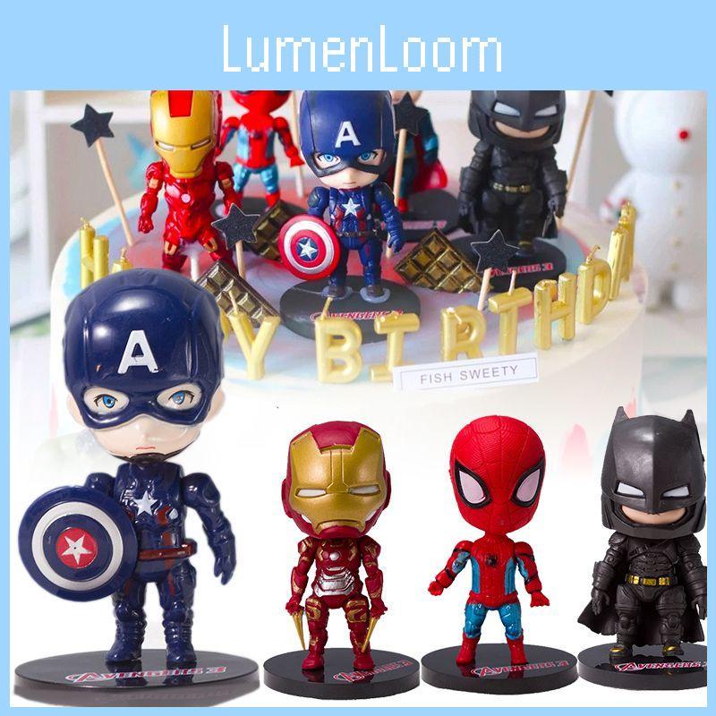 Pvc Avengers Birthday Cake Decoration Toys Featuring Iron Man And Captain America Perfect For Kids' Parties