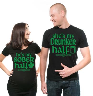 Saint Patricks Day Funny Couple Maternity Pregnancy Holiday Tee Shirts