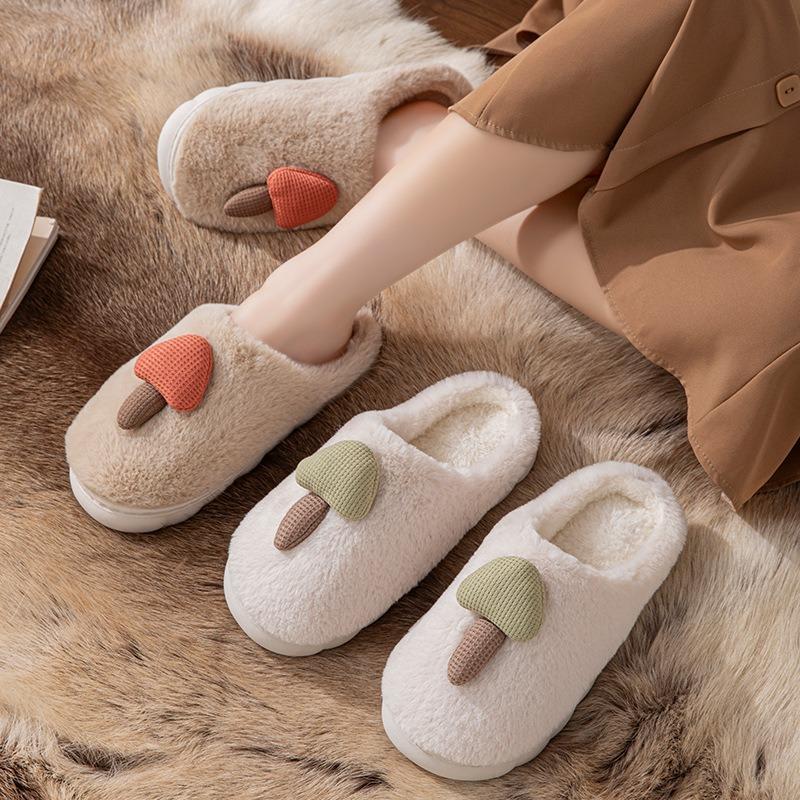 Cotton slippers women's winter couple non-slip warm slippers men's winter indoor thick bottom home fluffy slippers