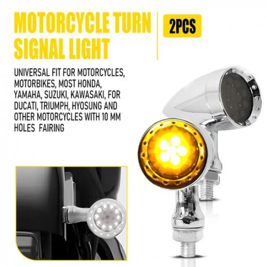 Universal For Motorcycle LED Motorbike Turn Blinker Running Chrome Signal Light