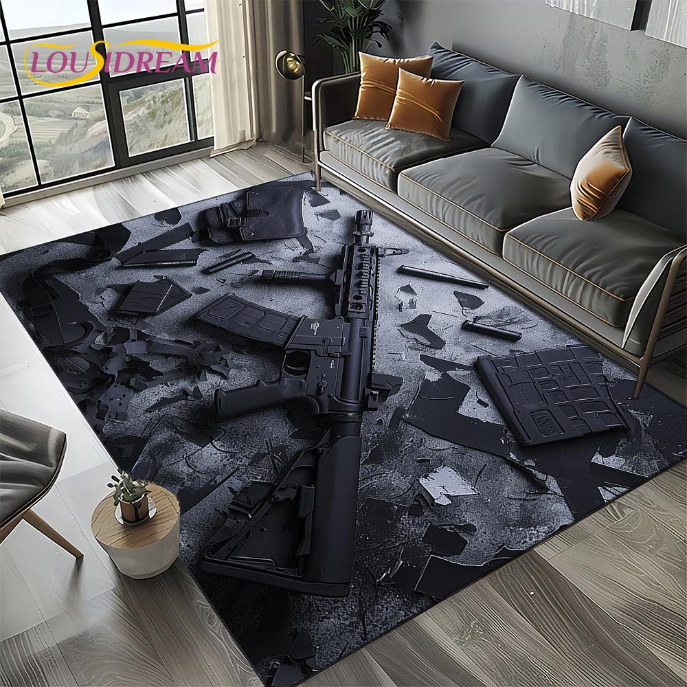 2025 New Cool Guns Pistol Ammunition Bullet Cartridge AK M4 Rug Carpet for Living Room Bedroom Decor,Non-slip for Sofa Doormat
