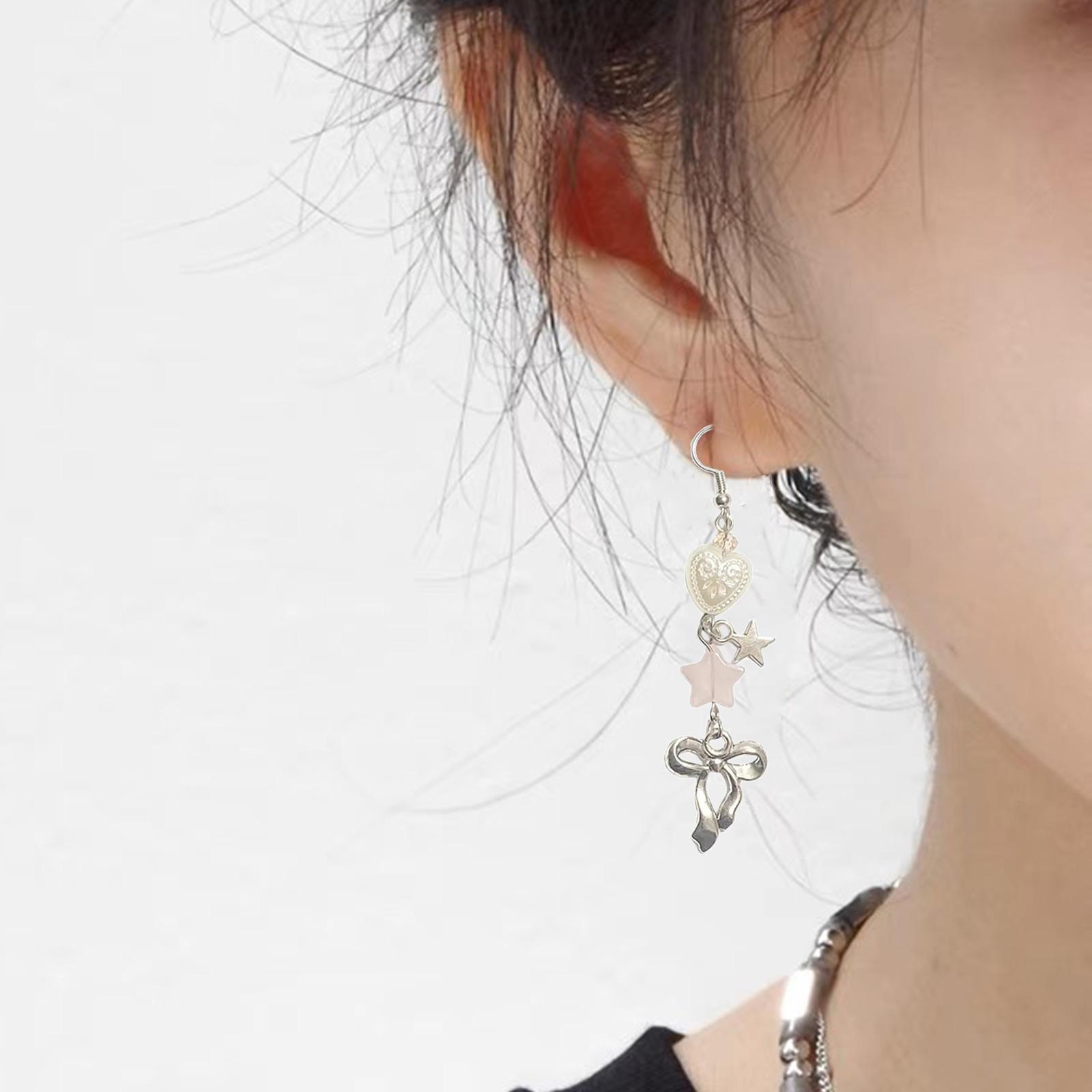 

Элегантные серьги в форме бабочки, стильные серьги с бантом в виде сердца и звезды, висячие серьги, аксессуары для женщин, повседневная одежда