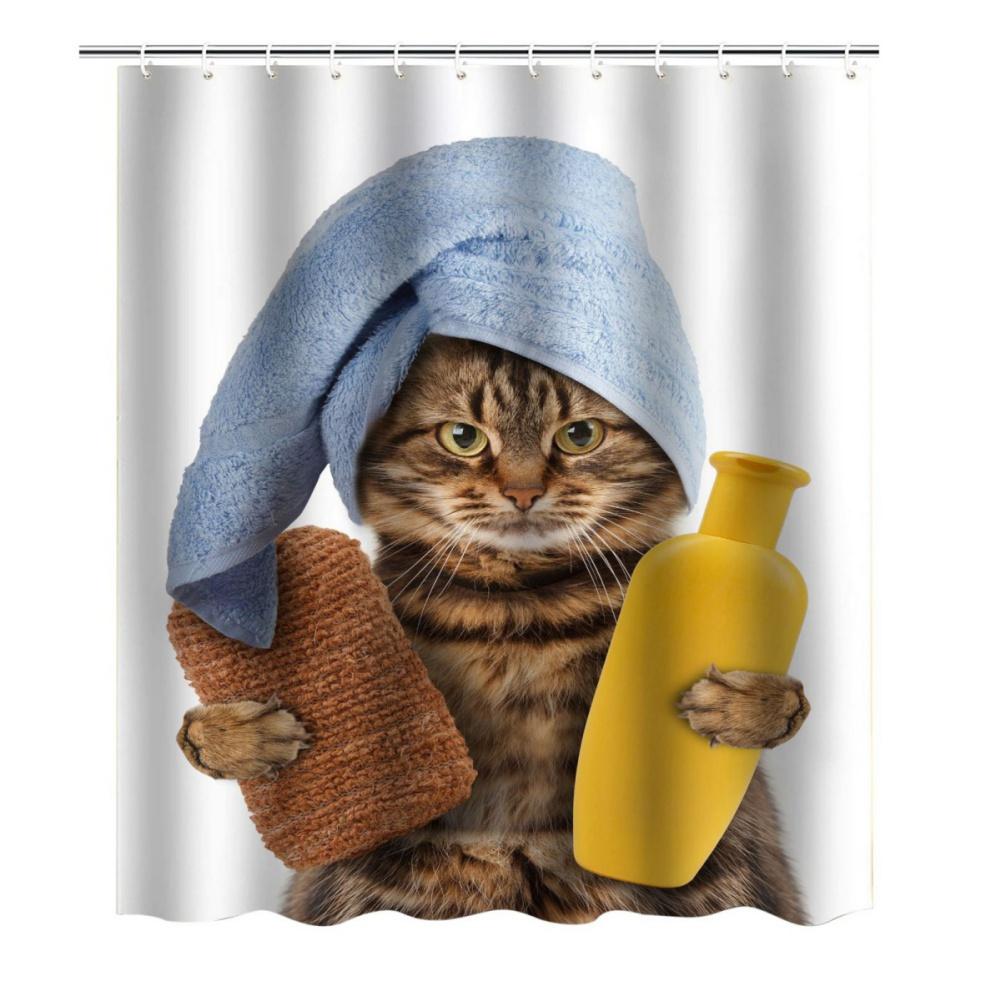 

183*183 см креативный узор кошки собаки занавеска для душа водонепроницаемая перегородка для ванной комнаты занавеска с крючками