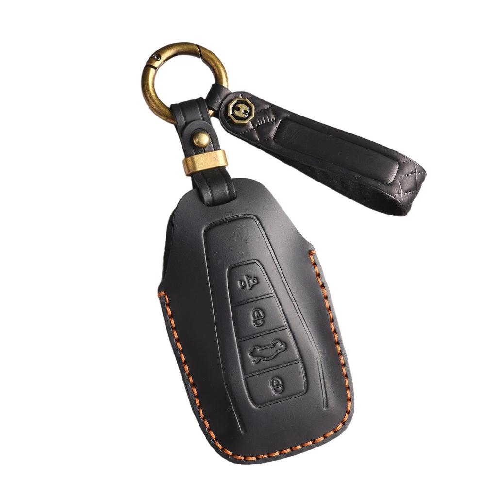 Retro Hand-Stitched Leather Key Cover for Geely Dihao Binrui