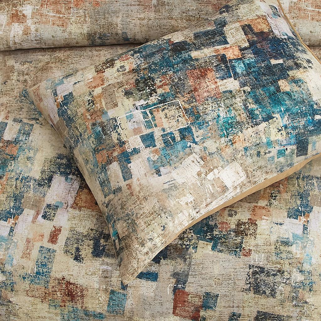 Quilt Bedding Set, Blue Bohemian Country Floral Patchwork Bedspread for All Seasons, Queen Size