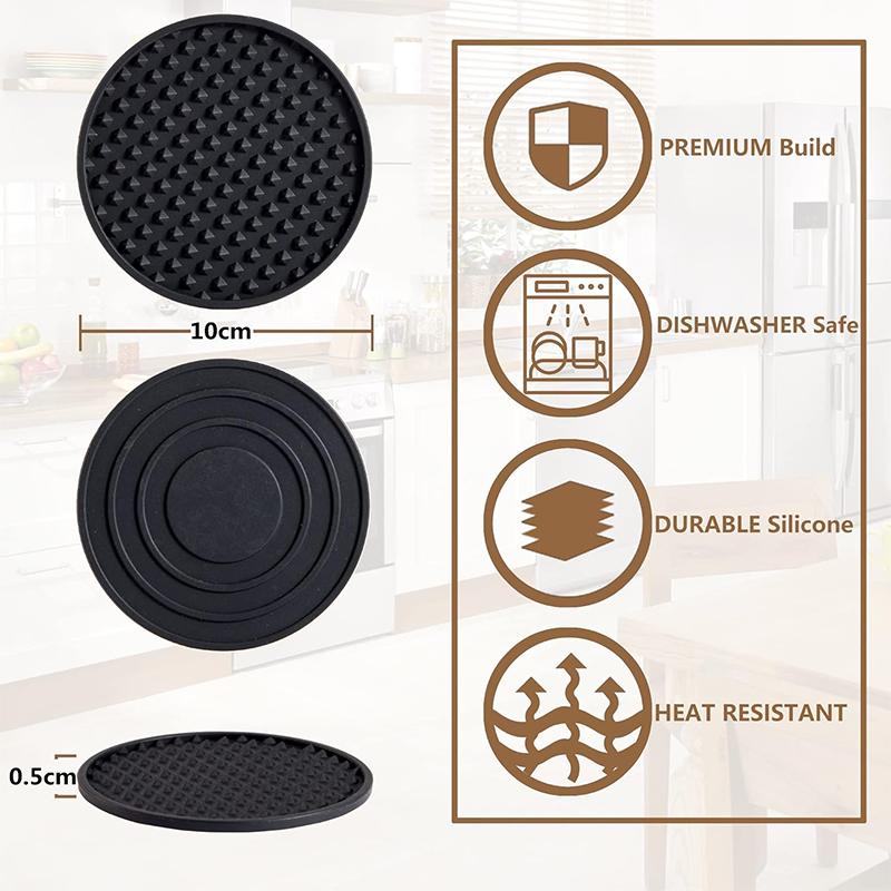 Coasters for Drinks 6 Pack Drink Coaster with Holder Heat Resistant Silicone Cup Mat Tabletop Protection Non-Slip Coasters JT572