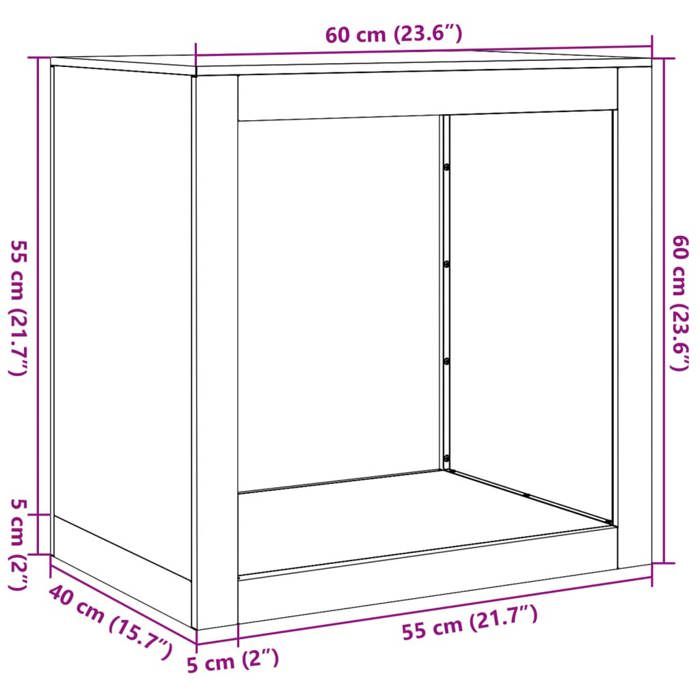 VidaXL Portant de bois de chauffage vert 60x40x60 cm acier, magasin de bûches, porte-bûches de cheminée, support de bûches, 851006
